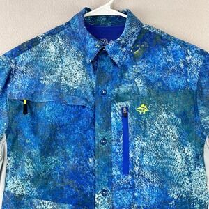 Loco Skailz Fishing Shirt Men M Blue‎ Performance Short Sleeve Vented Outdoors